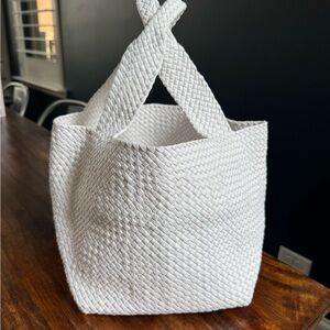 Ann Mashburn Made in Italy Elegant White Woven Tote Bag